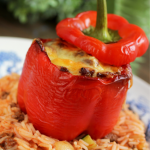 chili stuffed bell pepper